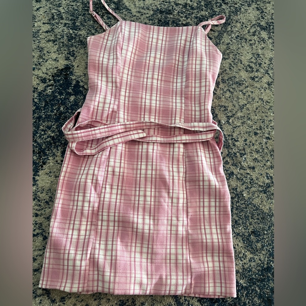 Pink Plaid Sleeveless Dress